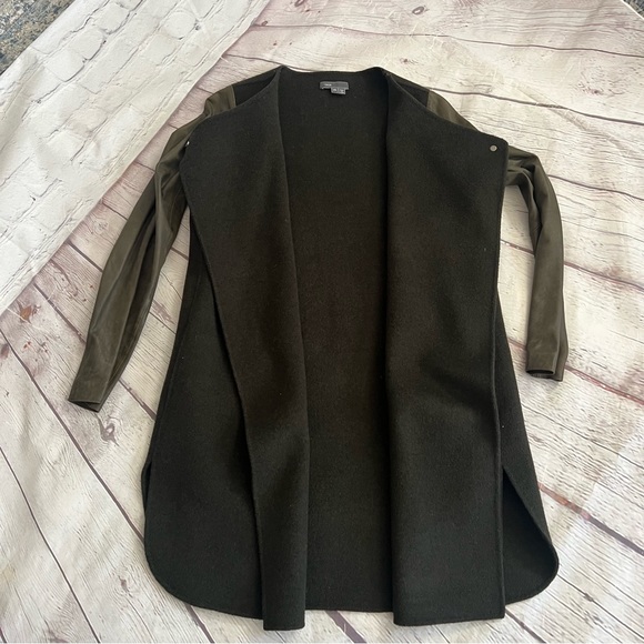 Vince Wool / Leather Green Jacket Sz XS - Picture 7 of 16